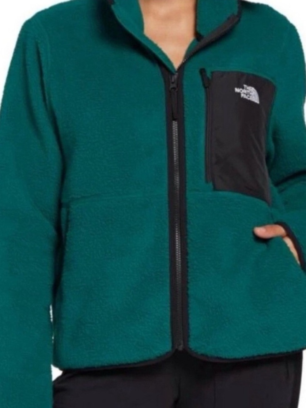 The North face green Sherpa jacket size small
